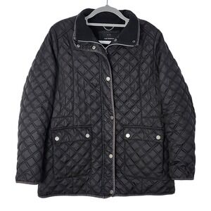 Lucky‎ Brand Full Zip Quilted Jacket Womens XL Black Pockets Lined Insulated